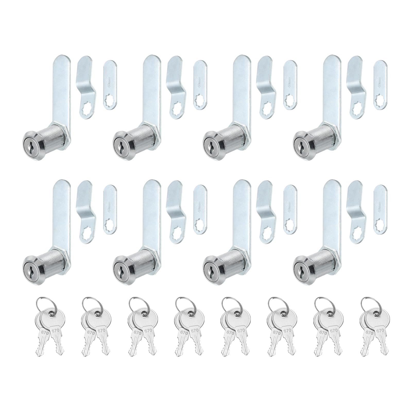 PATIKIL 1-3/8 Inch Cabinet Locks with Keys, 8 Pack Zinc Alloy Cam Lock Cylinder RV Lock Set Key Different for Cabinet RV Drawer Storage Door Tool Box, Silver