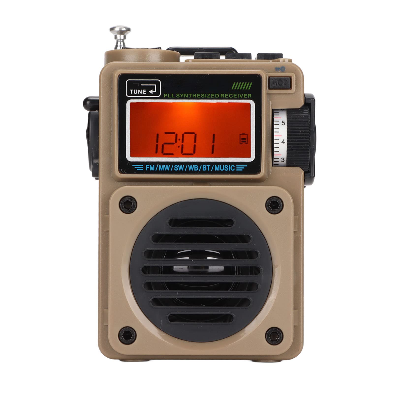 Portable FM Radio, HRD‑701 Multifunctional 1000mAh Pocket Bluetooth Digital Radios Player, Support Memory Card, for Home Supplies (Khaki)