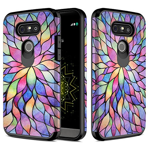 LG G5 Case, RANZ Colorful Flower Design Hard Impact Dual Layer Shockproof Bumper Case For LG G5