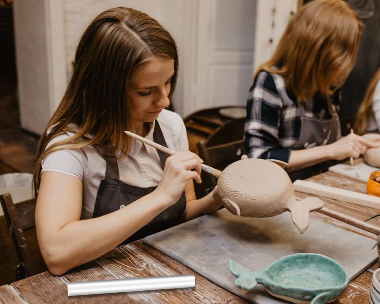 DS. DISTINCTIVE STYLE Acrylic Clay Roller and A4 Size Acrylic Sheet for Polymer Clay Rolling Pin with Clear Board Sheet DIY Rolling Tools for Clay Modelling and Shaping