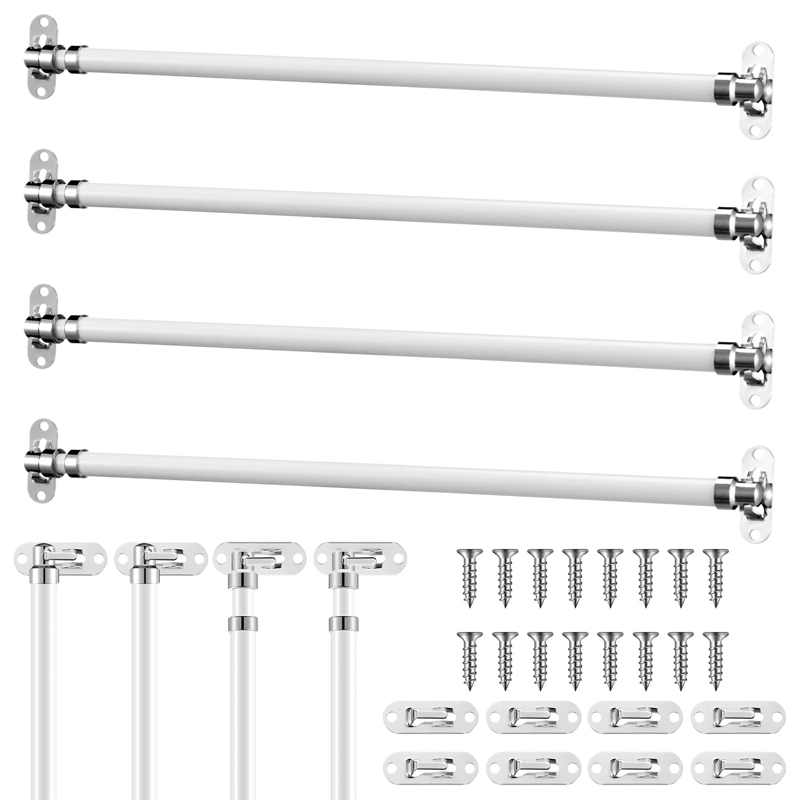 Photo 1 of Beeveer 4 Pcs Door Curtain Rod Set Swivel Sash Curtain Rods French Door Curtain Rods Set for Windows and Sidelights(12-21 Inch)