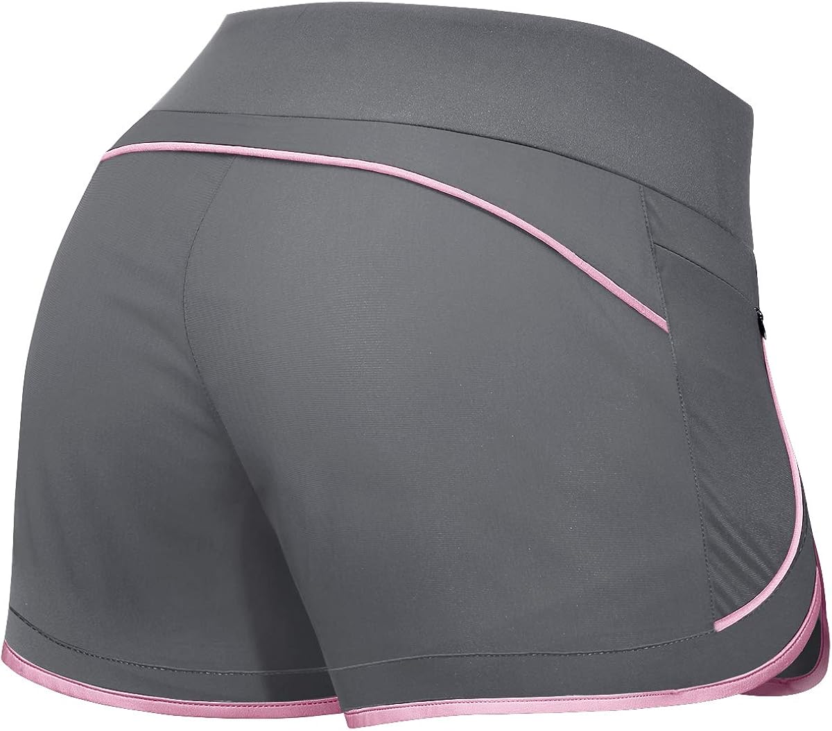 Fulbelle Womens Banded Waist Running Fitness Workout Shorts Invisible Zipper Pockets: Clothing