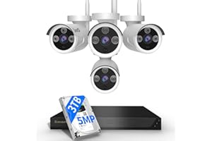 SMARTSF Wireless Security Camera System, 8CH with 4 5MP Cameras, 3TB HDD, Night Vision, Motion Detection, Indoor/Outdoor Video Surveillance, Free App (5MP-3TB Hard Drive)