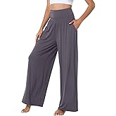 WiWi Women's Pajama Pants Bamboo Viscose Super Soft Wide Leg Palazzo Lounge Yoga Cooling Sleep Bottoms with Pockets S-XXL