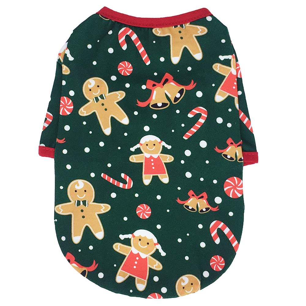 N / A Pet Christmas Clothes, Dog Christmas Clothes Dog Xmas Warm T-Shirt Costumes for Puppy Small Dogs Cat (M, Green) — image 1