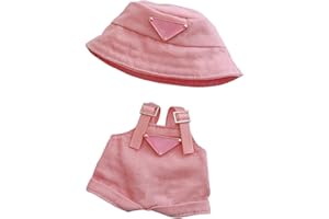 QIAPU Clothes for Doll(NO Doll) - Hat & Overalls Set , Premium Outfit with Accessories, (Style Pink)