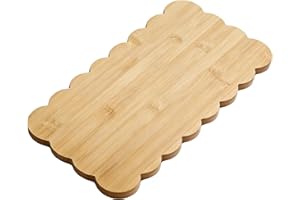 Scalloped Edge Bamboo Cutting Board - Small Size with Non-Slip Feet, Perfect for Fruits, Vegetables, Cheese & Bread Slicing