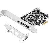 LinksTek 4-Ports PCIE 1394A Firewire 400 Card for Windows OS and MAC OS PCs, TI TSB43AB23, 3X 6Pin and 1X 4Pin 1394A Interfac