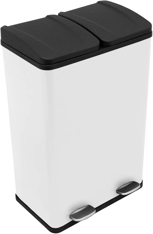 Monster Shop Pedal Recycling Bin Double Compartments Metal Large 60L