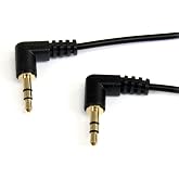 StarTech 6ft Slim 3.5mm Audio Cable, Right Angle, Male to Male (MU6MMS2RA) | Aux Cable