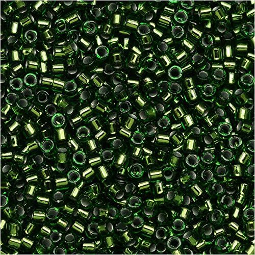 Miyuki Delica Seed Beads 11/0 - Silver Lined Olivine DB182 7.2 Grams