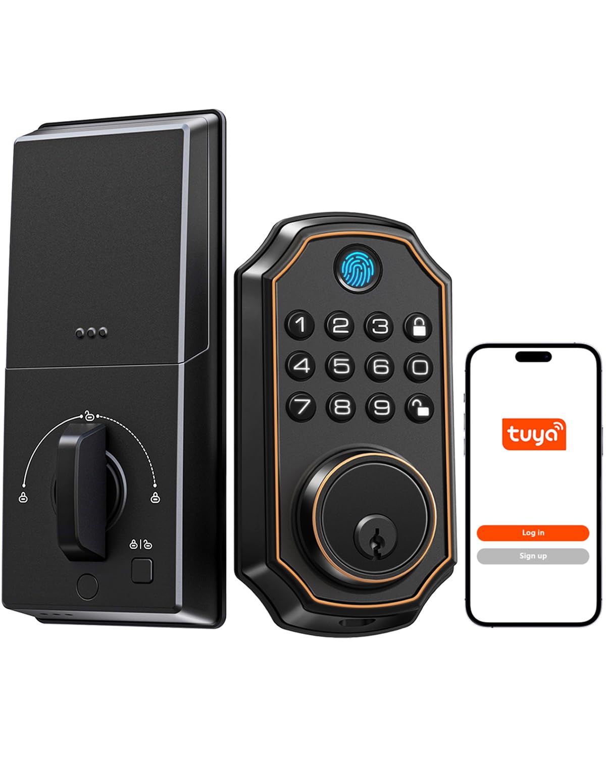 Kuelor Smart Fingerprint Door Lock for Front Door, 4-in-1 Bluetooth Keyless Entry Deadbolt (Fingerprint, Code, App, Key) with Auto-Lock, Anti-Peep, Temporary Passcodes, Easy Install for Home & Rental