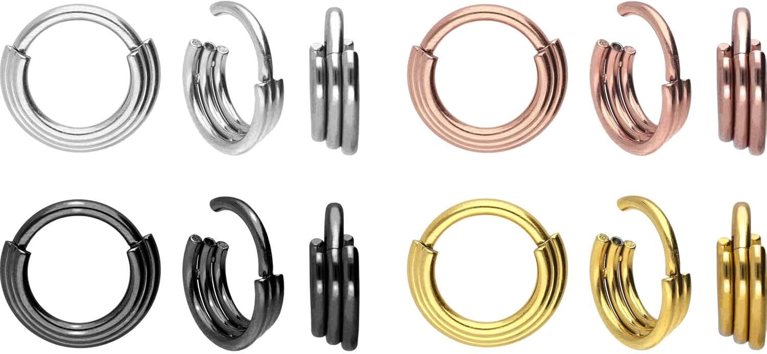 PIERCINGLINE Surgical Steel Segment Ring Clicker, Black Colours - Image 5