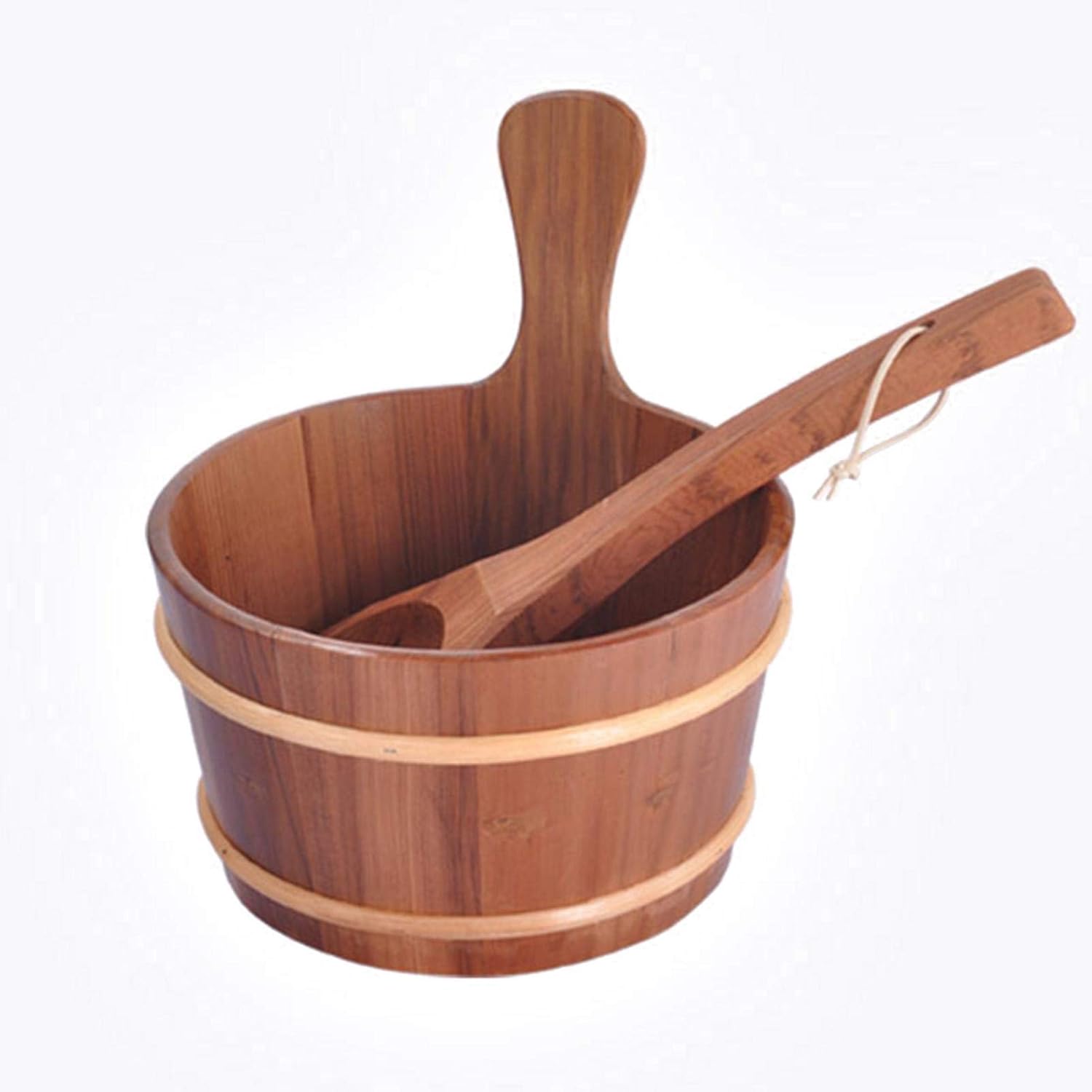 N/H 4L Sauna Bucket with Ladle, Sauna Wooden Bucket and