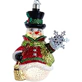 Kurt Adler 5-Inch USB Powered Prelit Snowman with Snowflake Glass Ornament