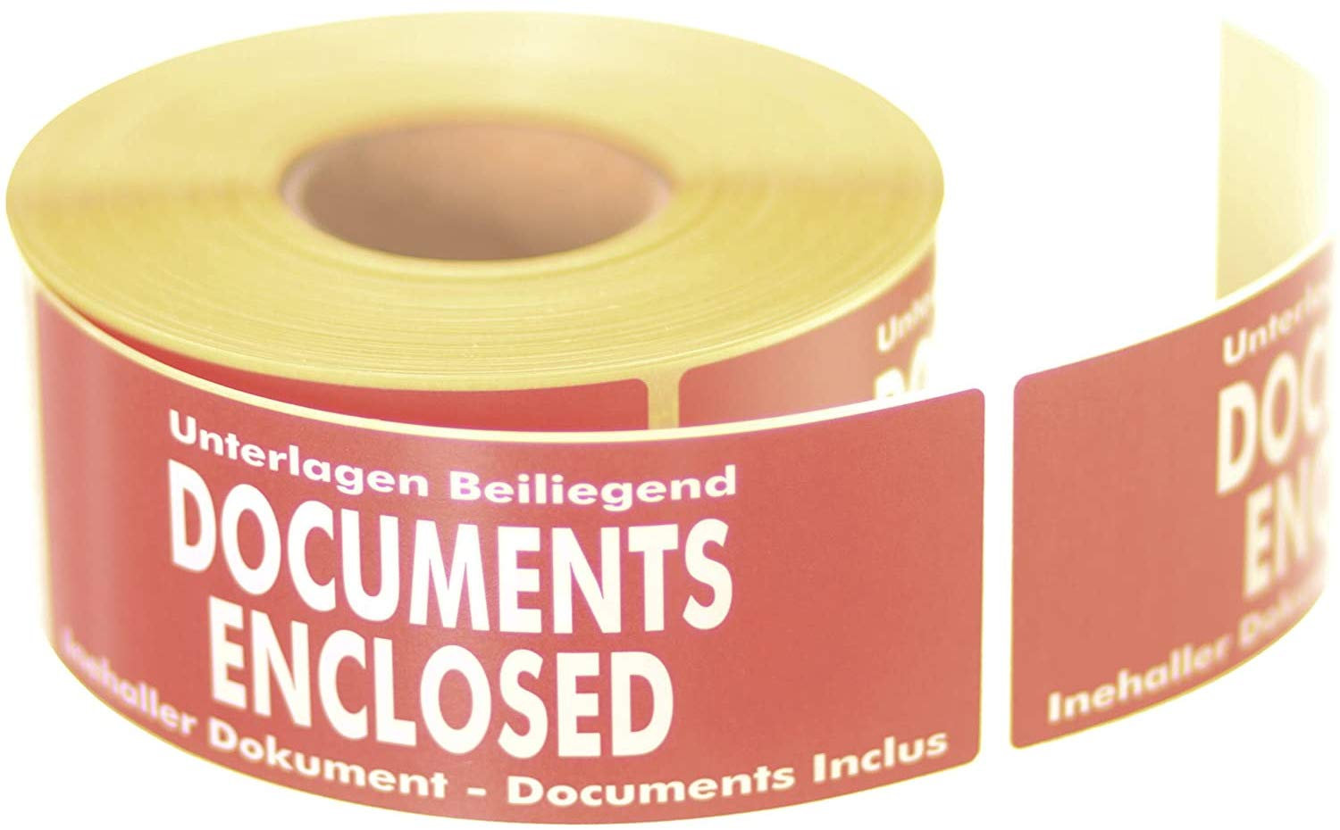 Label Planet® 500 “DOCUMENTS Enclosed” Packaging Labels (1 Roll), Large Printed Stickers for Parcels. Multi Language 50 x 136 MM Sticky Easy Peel Parcel Postage Shipping Warning Labelling, UK SPL002