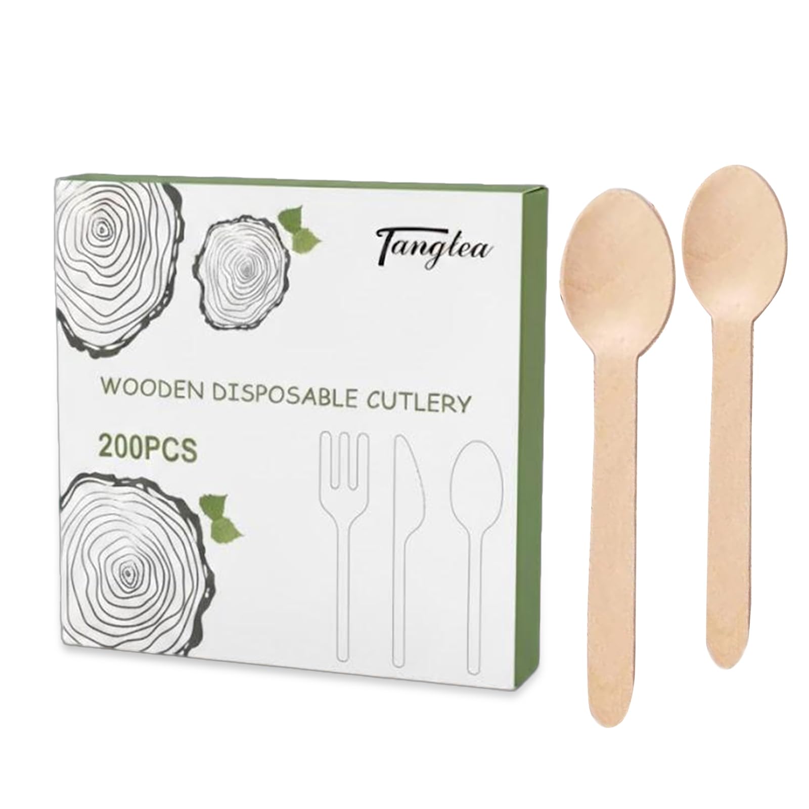 Photo 1 of 200 Pack Wooden Spoons Disposable - 6.3 Inch Length Biodegradable Cutlery - Compostable Bamboo Spoon For Chocolate, Coffee, Flavor, Ice Cream, Dessert, Parties, Dinners, Catering Services, Gatherings