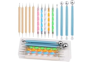 LOKUNN 14 Pcs Dotting Tools Ball Styluses with Box, Dotting Tools Set Rock Painting, Pottery Clay Modeling Embossing Nail Art