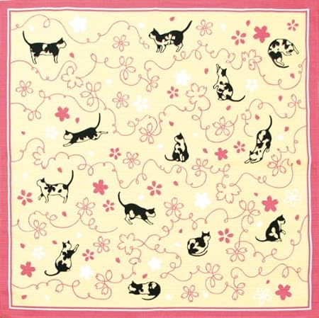Japanisches Tuch Kenema Furoshiki 50x50cm Sakura Katze