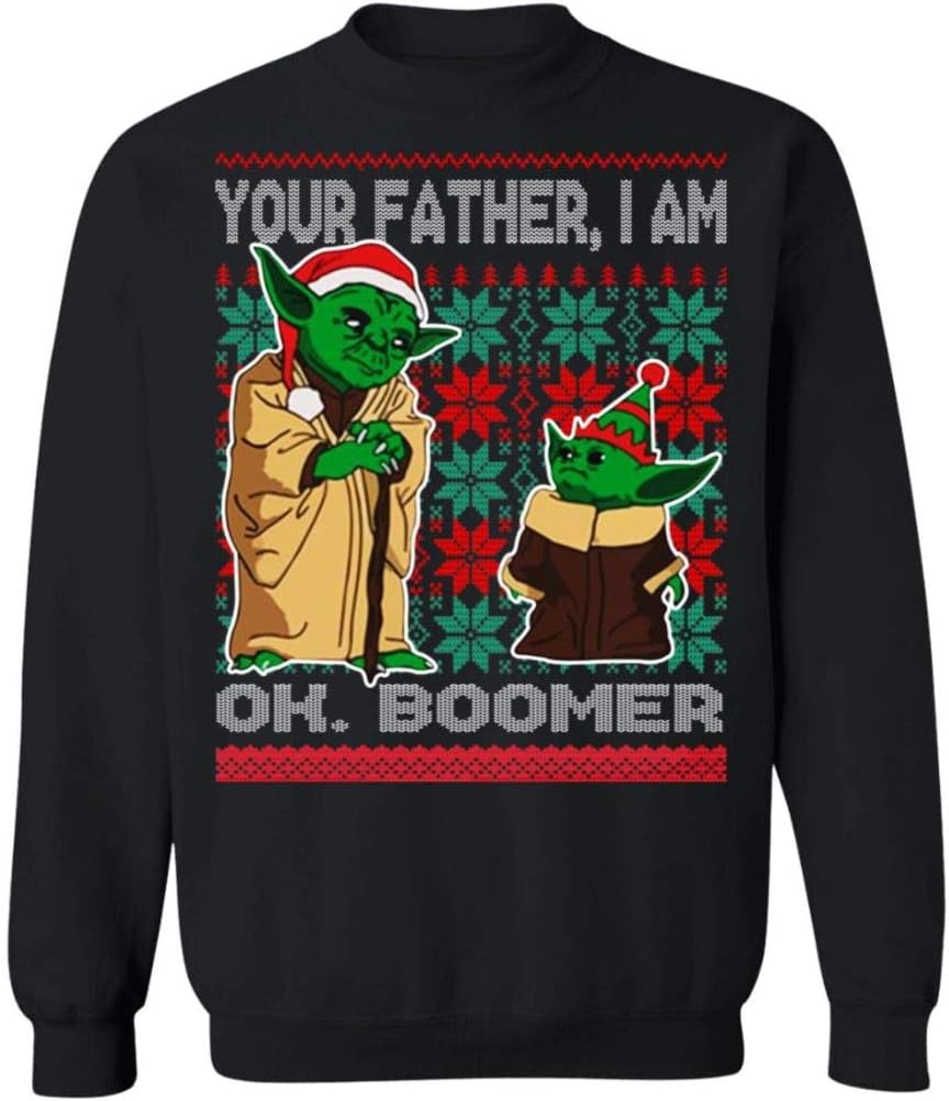 Baby Yoda – Your Father I Am – Ok Boomer Christmas Sweater, Hoodie, Long Sleeve, Short Sleeve, Ladie Short Sleeve T Shirt