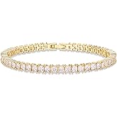 PAVOI 14K Gold Plated Cubic Zirconia Classic Tennis Bracelet | Gold Bracelets for Women | 4mm CZ, Size 6.5-7.5 Inch