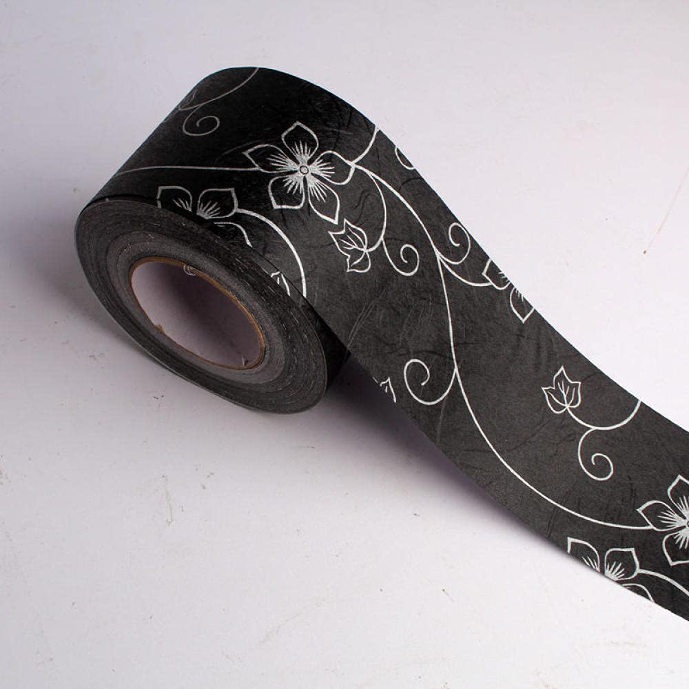 Dostear Wallpaper Mirror Borders for Bathroom Peel and Stick Classroom Bulletin Board Borders Boho Paper for Classroom Trim Sets Black and White Flowers 10 X 500cm