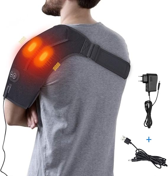 Heated Shoulder Support Brace, Shoulder Heating Pad with 3 Vibration