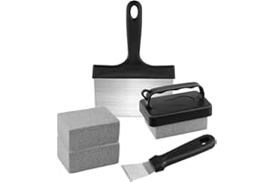 MABAHON 5 Pack Griddle Cleaning Kit for Blackstone, Stainless Steel Griddle Scraper and Cleaner Pumice Stone for Removing Sta