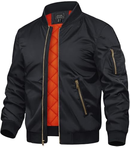 CQR Men's Casual Bomber Jacket, Outdoor Fall/Winter Zip-Up