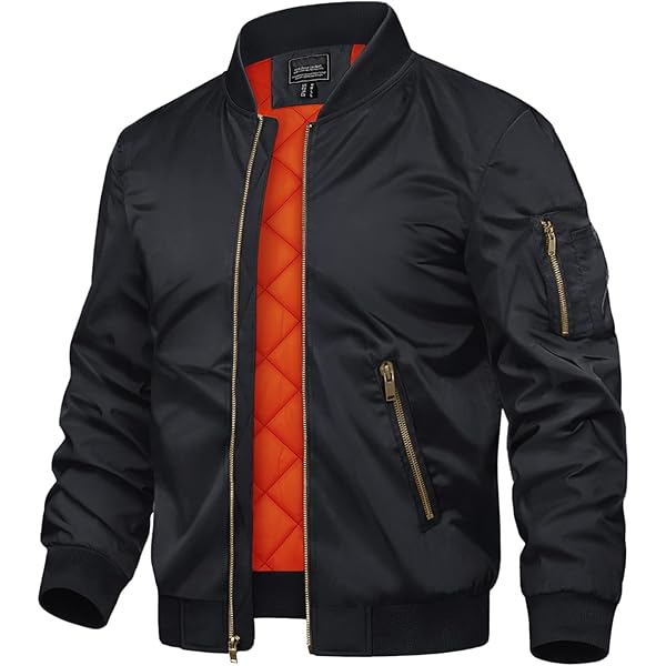 Amazon.com: Men's MA1 Nylon Bomber Jacket with MA1 Zipper Pocket