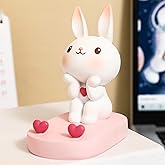SIQITECHNO Cute Bunny Cell Phone Stand Holder Universal Resin Rabbit Smartphone Stand Desktop Phone Holder Funny Animal Statue Mobile Phones Tablet Stands Creative Desk Ornament for Home Office Desk