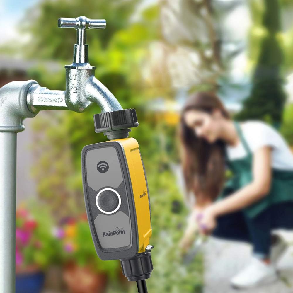 RAINPOINT Smart Watering Timer, Digital Sprinkler Timer with WiFi Hub, Remote Control Programmable Hose Faucet Water Timer Irrigation System Controller with Water Flow Meter, for Outdoor Yard, Garden : Garden & Outdoor