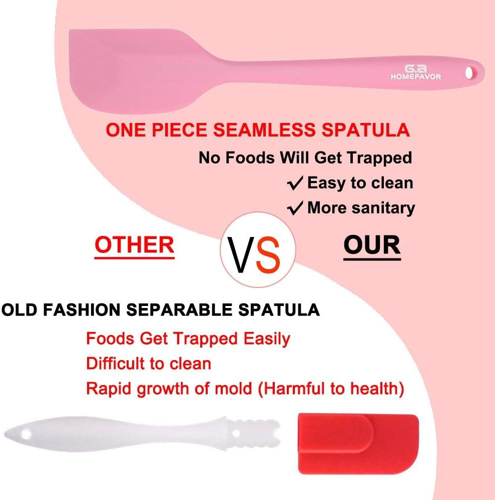 G.a HOMEFAVOR 3-piece Silicone Spatula Set Heat-Resistance Baking Rubber Spatulas BPA Free Pink: Kitchen & Dining