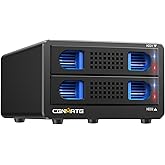 CENMATE Aluminum Dual Bay Hard Drive RAID Enclosure with Cooling Fan for 2.5“/3.5" SATA HDD/SSD with USB A/C 3.0, Tool-Free HDD Enclosure, 4 Modes(Support RAID 1/0/JBOD/NORMAL)