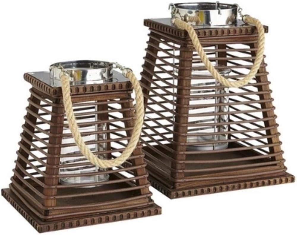 EZQYC Candlestick Tea Light Holders Southeast Asia Middle East Style Rattan Wooden Windproof Lamp Candle Holder Soft Decoration Ornaments Garden Decoration,S 19.5X19.5X23Cm