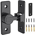 Barn Door Lock Hardware, 90 Degree Heavy Duty Gate Latches Flip Latch Safety Door Bolt Latch Lock, Barn Sliding Door Latch Lock Suitable for Garden, Bathroom, Outdoor, Garage, Window (Black)