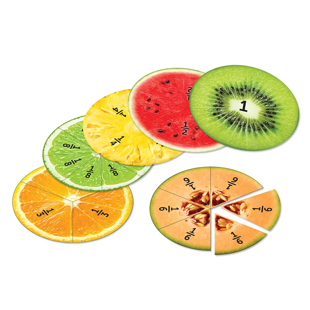 Learning Resources Magnetic Fruit Fractions, Number Learning for Kids Math, Montessori Math, Games for Kids, Educational Indoor Games, 24 Pieces, Age 6+