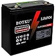 BOTKU 12V 20Ah Lithium LiFePO4 Deep Cycle Battery, 3000+ Cycle Rechargeable Lithium Iron Phosphate Battery for Solar, Fish Finder, Marine, Outdoor Camping, Off-Grid Applications with 20A BMS