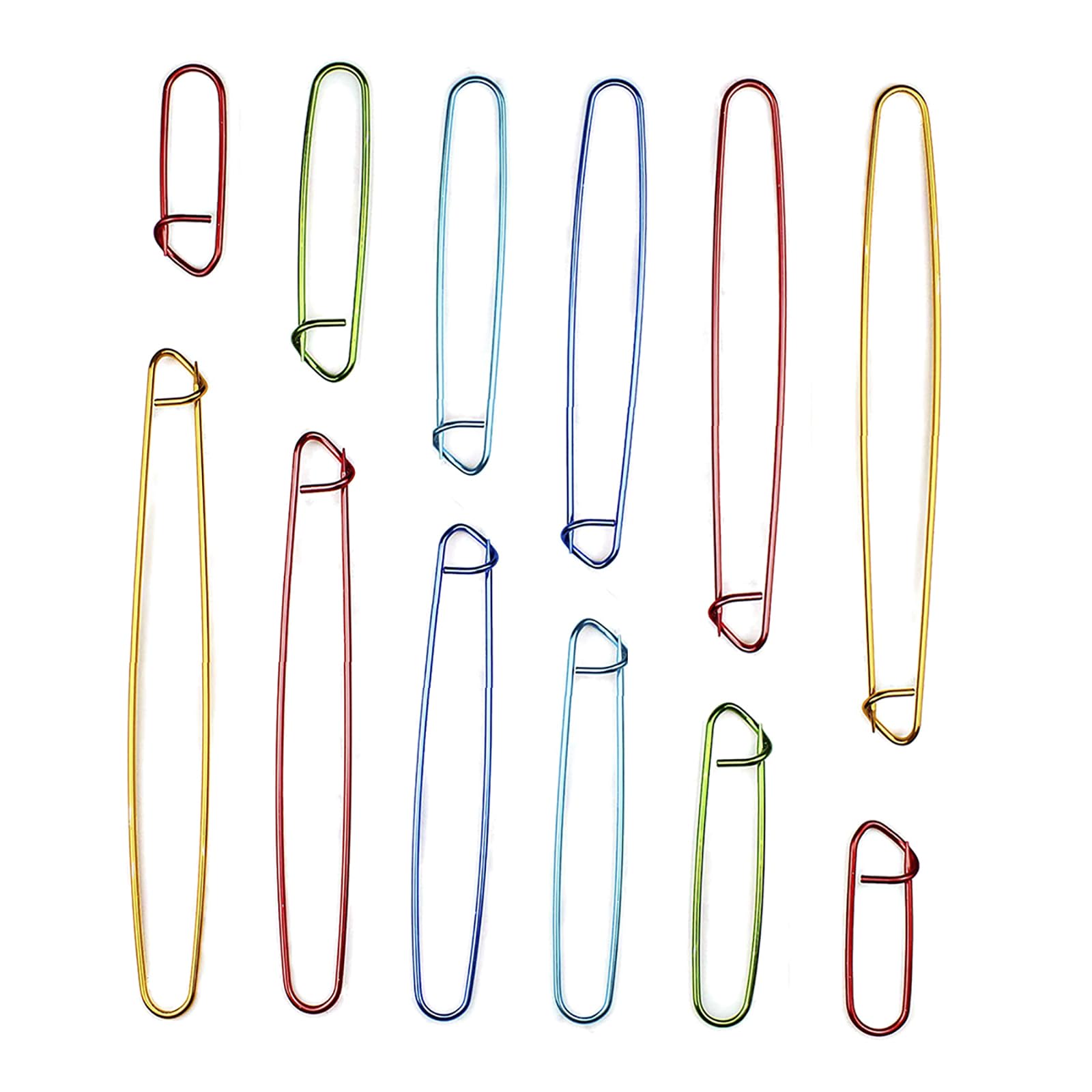 SyiXute 12 Pcs Stitch Holder,Assorted Colors Aluminium Cable Needles,Aluminum Crochet Knitting Needle Stitch Holder Set for Blankets Scarves Other Knitting Project,Random Color (6 Size)