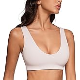 INGIA Womens U-Neck Sports Bra Padded U Back Medium Impact Fitness Yoga Bar Workout Crop Top with Built in Bra