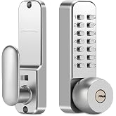 MeHiMe Mechanical Keyless Door Lock - No Electronic,Keypad Door Lock with Handle, Easy to Install,Suitable for Garages, Hotels, Offices, Warehouses