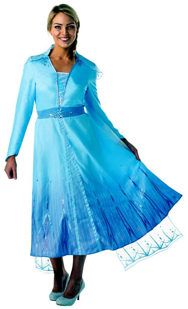 Rubie's Official Disney Frozen 2, Elsa Deluxe Dress, Adults Costume, Blue, Size Ladies Small Uk 8-10
