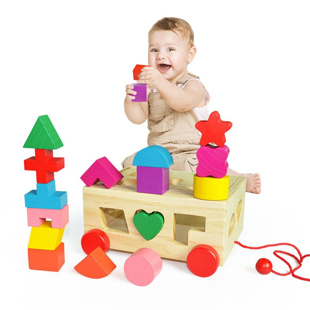Baby 15 Shapes Sorter Cube Wooden Toys1 3 Years Old Toddler Learning Puzzle Blocks Games