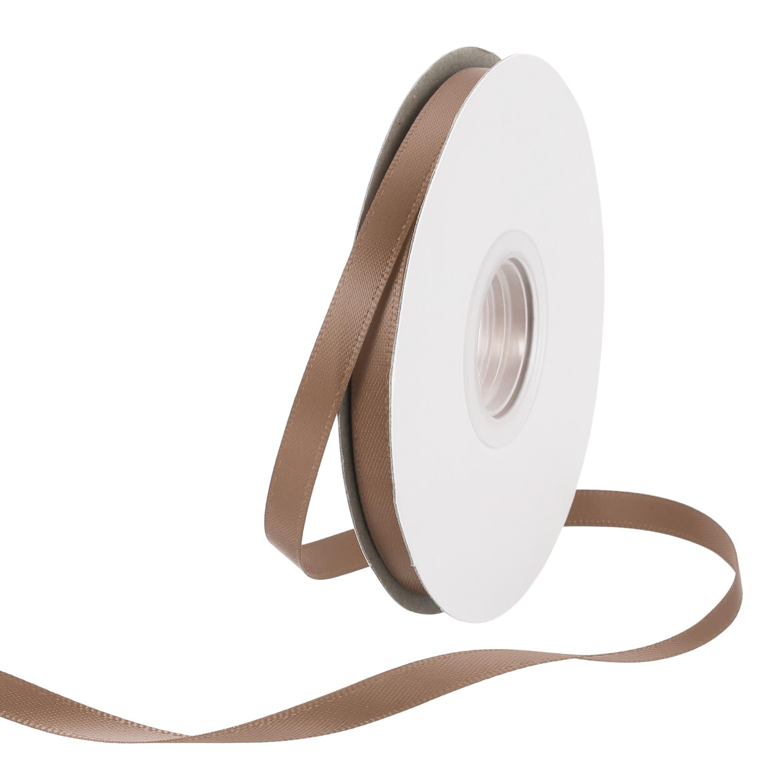 Rebower 6mm Satin Ribbon 46m Thick Double Face Grosgrain Silk Ribbon, [for Gift Wrapping, Hair Bows, Wedding, Cake, Flower] - 50 Yard/150ft/ Light Coffee