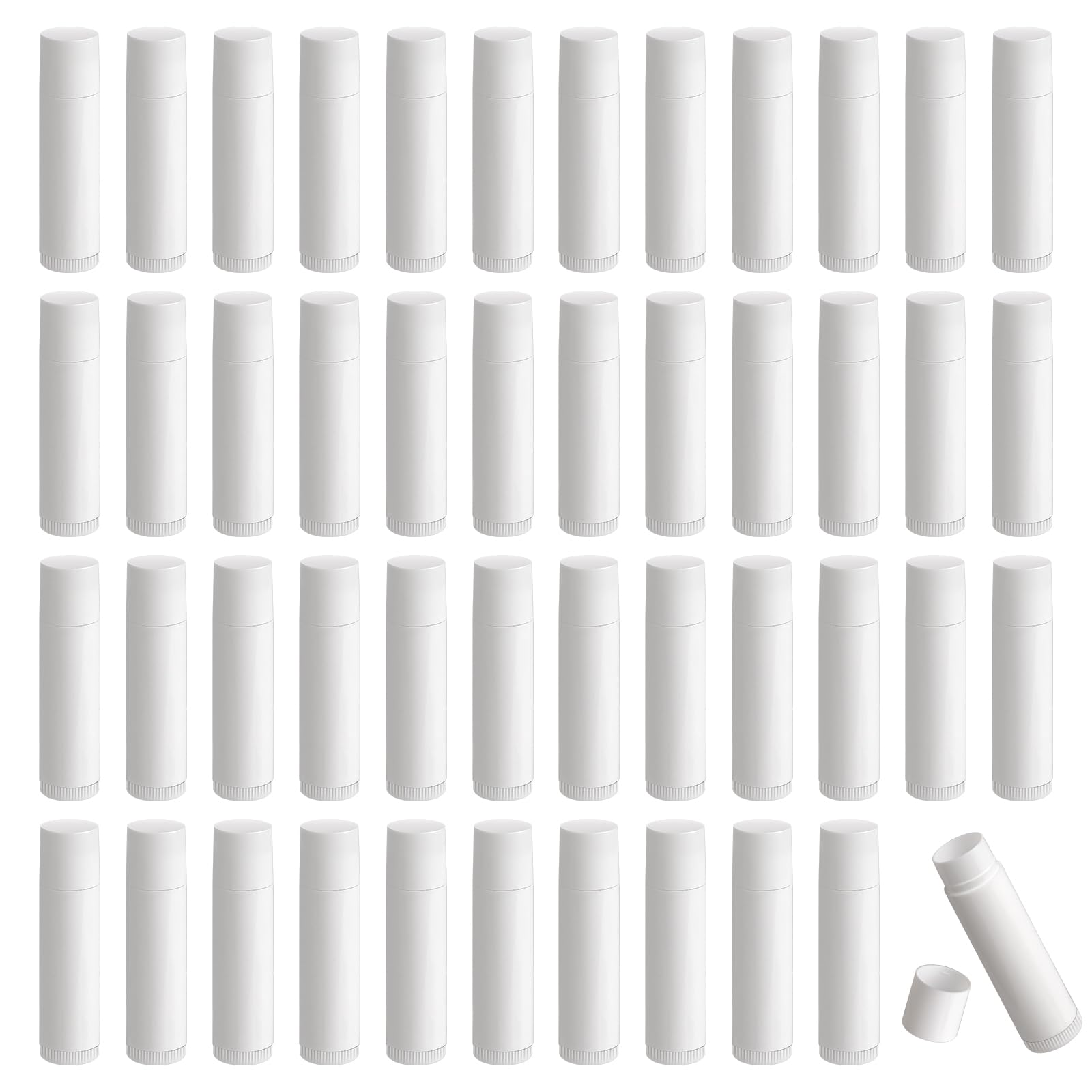 Lip Balm Containers, 50 pcs Empty Lip Balm Tubes, Reuseable Plastic Lipstick Containers Refillable with Cap for DIY Homemade Lip Balm (white, 5g)