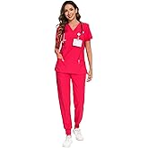 COZYFIT Scrubs for Women Set - Stretch V-Neck Scrub Top & Jogger Pant with 8 Pockets COZY SCRUBS
