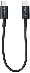 AmazonBasics USB Type-C to USB Type-C 2.0 Cable - 6 Inches (15.2 Centimeters) - Black