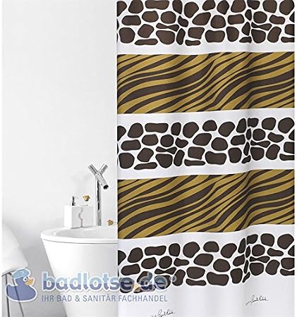 Savana Rideau De Douche Blanc Motif Zébré Africain Marron