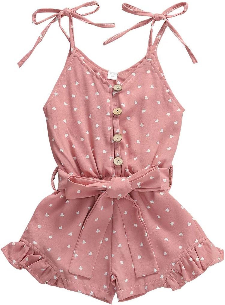 Toddler Girls Jumpsuit Romper Solid Color Strap One Piece Overall Summer Outfits