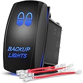 Nilight Backup Lights Rocker Switch with Jumper Wires Set 5 Pin Laser Blue | Led Light Bar On Off SPST switches 20A/12V 10A/24V Toggle for Cars Trucks Boats ATVs UTVs RVs Marine Camper